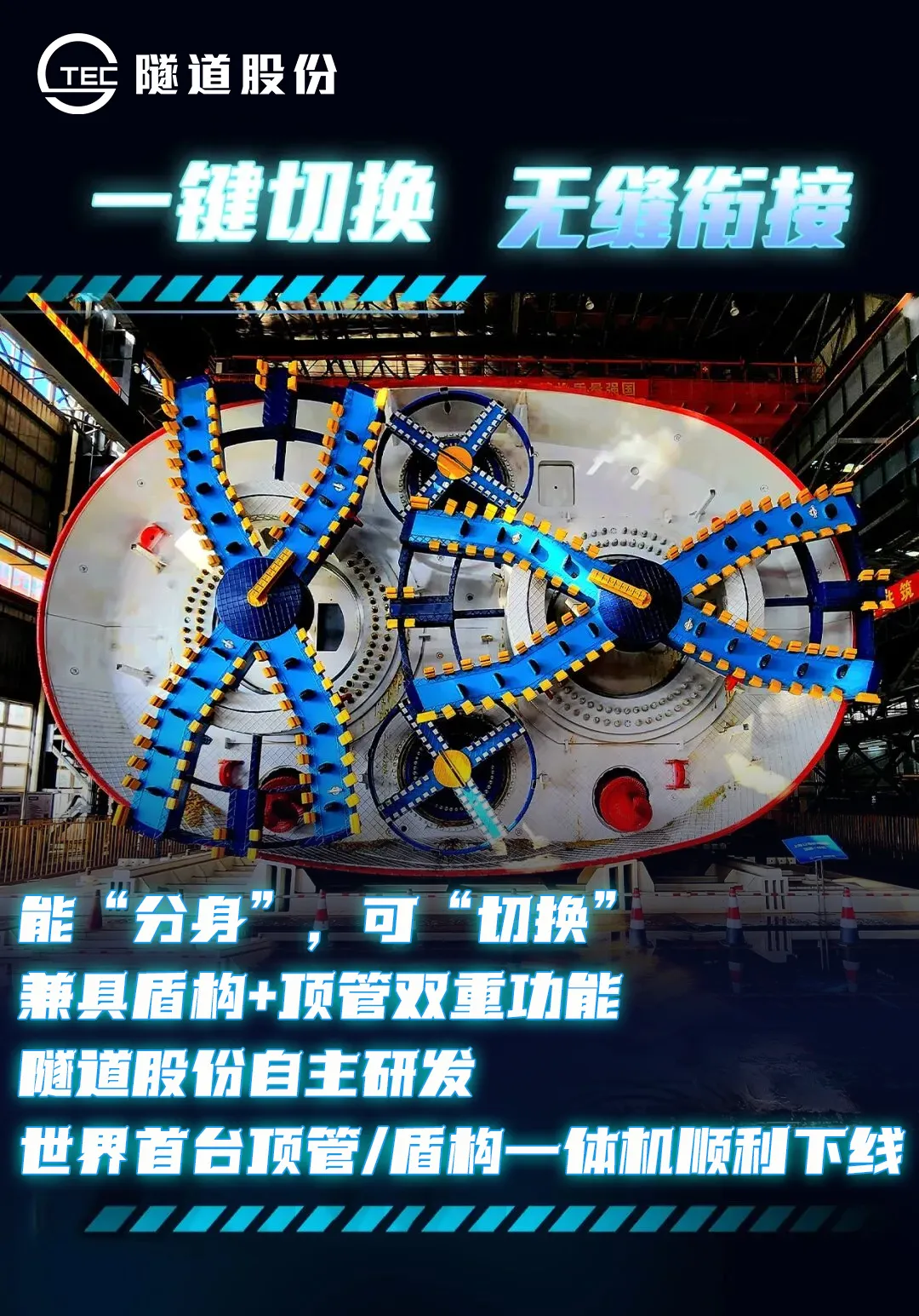 启盈优配 一台装备、双重功能！隧道股份自主研发的世界首台顶管/盾构一体机顺利下线